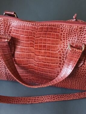 Tula Croc-Embossed Chestnut Shoulder Bag